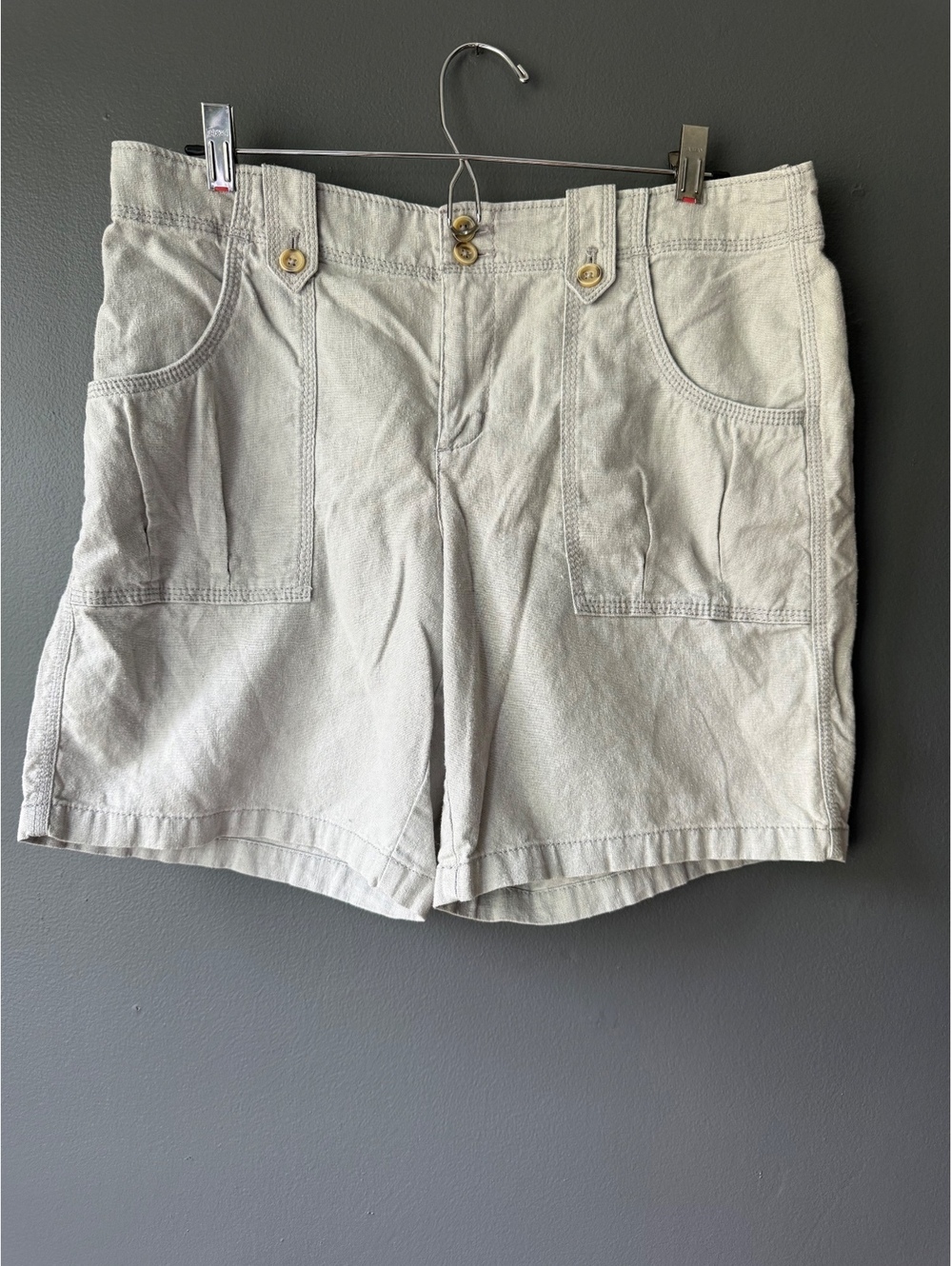 Eddie Bauer Beige Cargo Shorts with Button Details